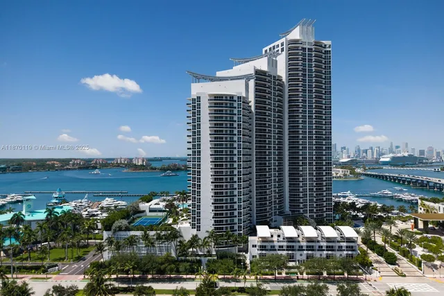 a city view with tall buildings