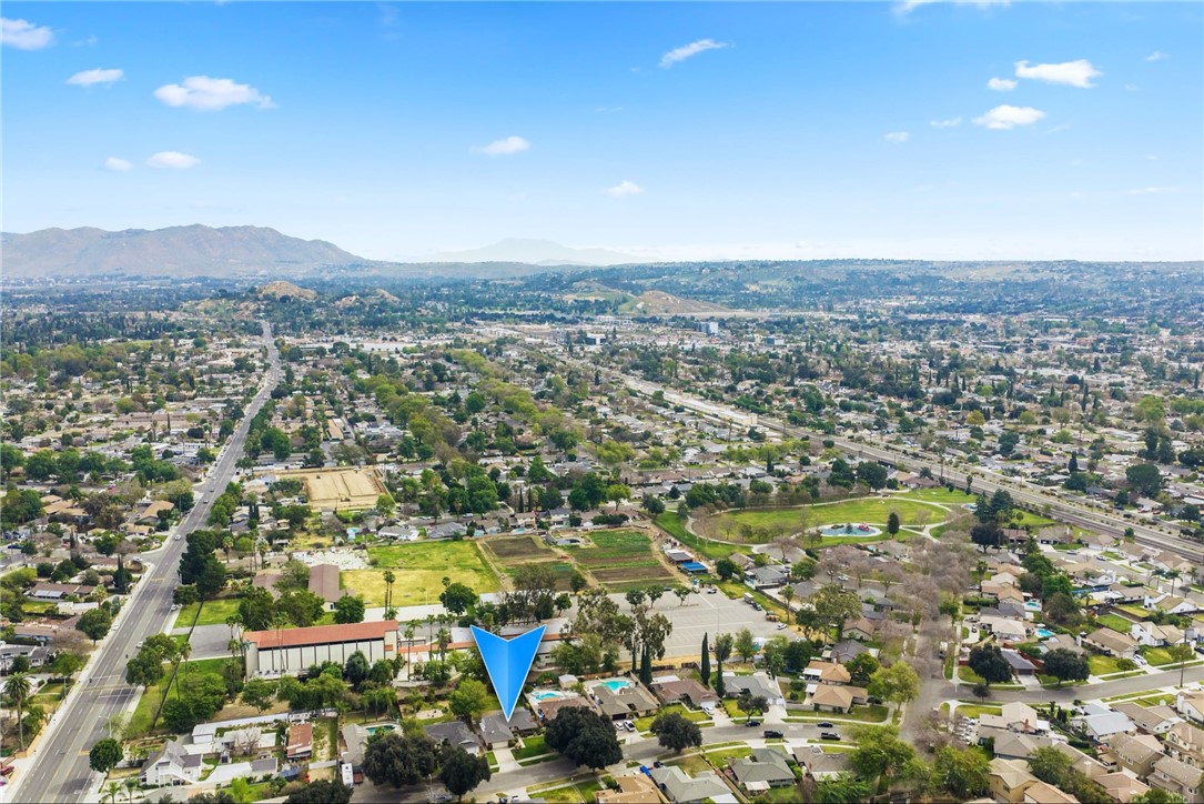 6090 Meadowbrook Lane Riverside, CA 92504 - Photo 36 of 37 Bird’s-eye view highlighting the subject property within the neighborhood for helpful orientation and context.