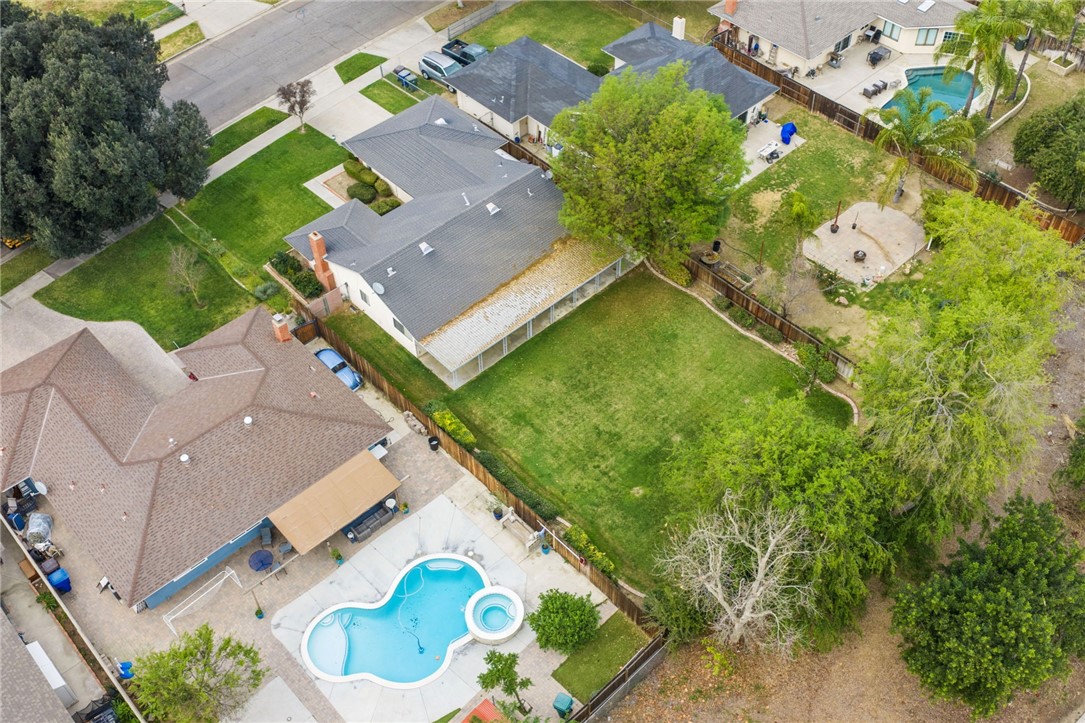 6090 Meadowbrook Lane Riverside, CA 92504 - Photo 9 of 37 Elevated view showcasing the property’s lot layout, rear yard, and nearby amenities.