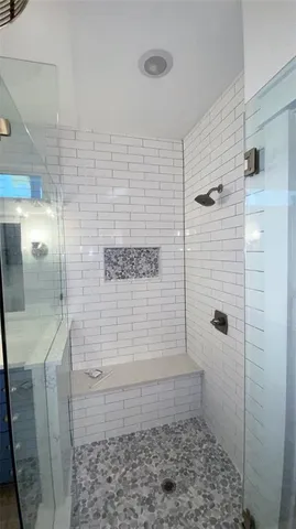 a bathroom with a shower