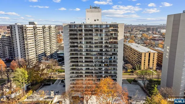 a view of a city with tall buildings