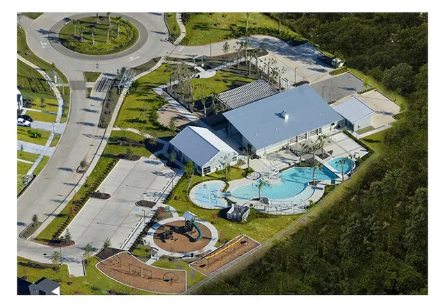 a view of a lake with houses