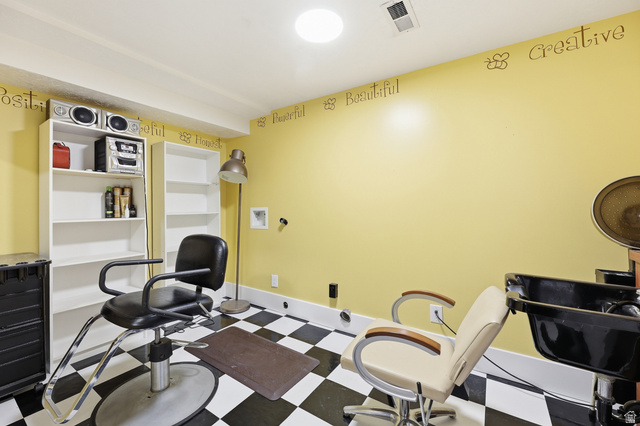 2342 Charros Road Sandy, UT 84092 - Photo 53 of 94 Versatile basement space featuring black and white checkerboard flooring