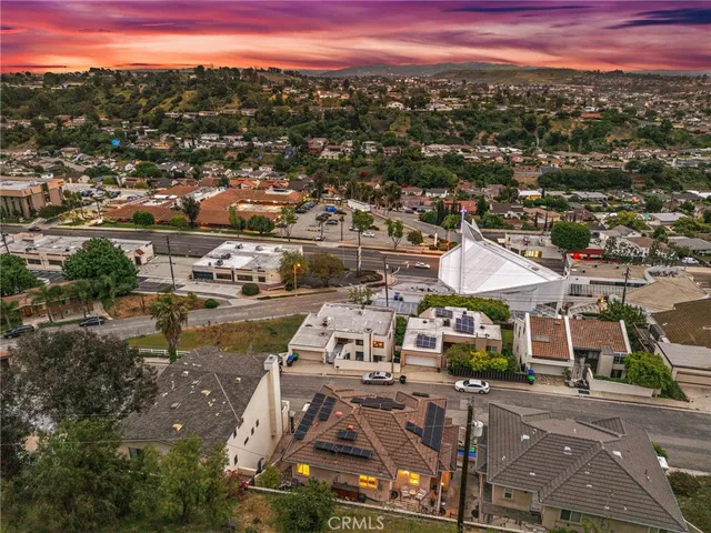 a view of a city with a mountain