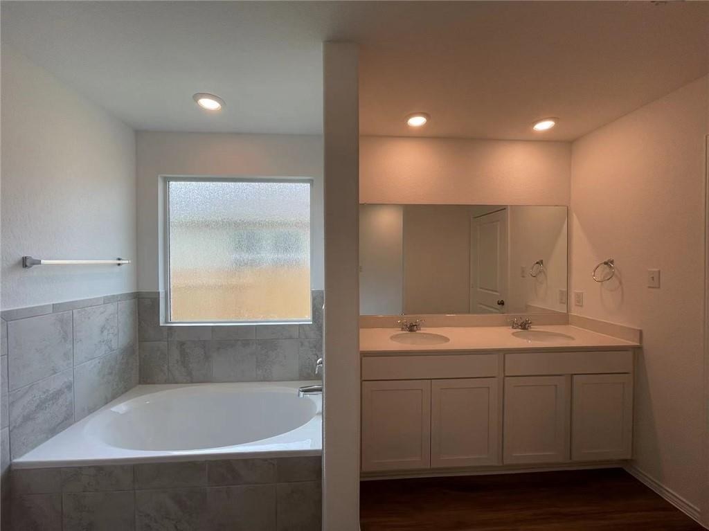 409 Bluejack Way Hutto, TX 78634 - Photo 21 of 28 a bathroom with a bathtub and a sink