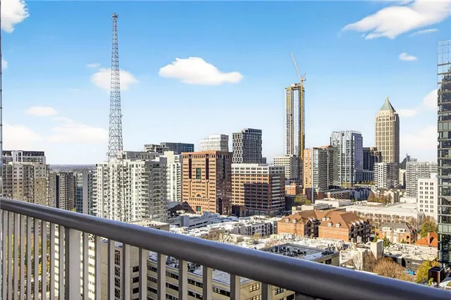 a view of a city from a balcony