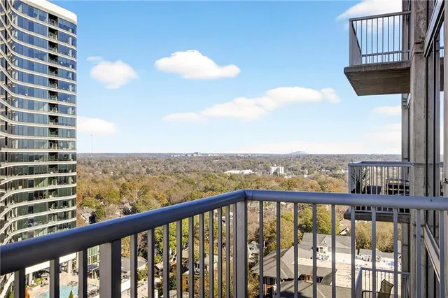 a view of a city from a balcony