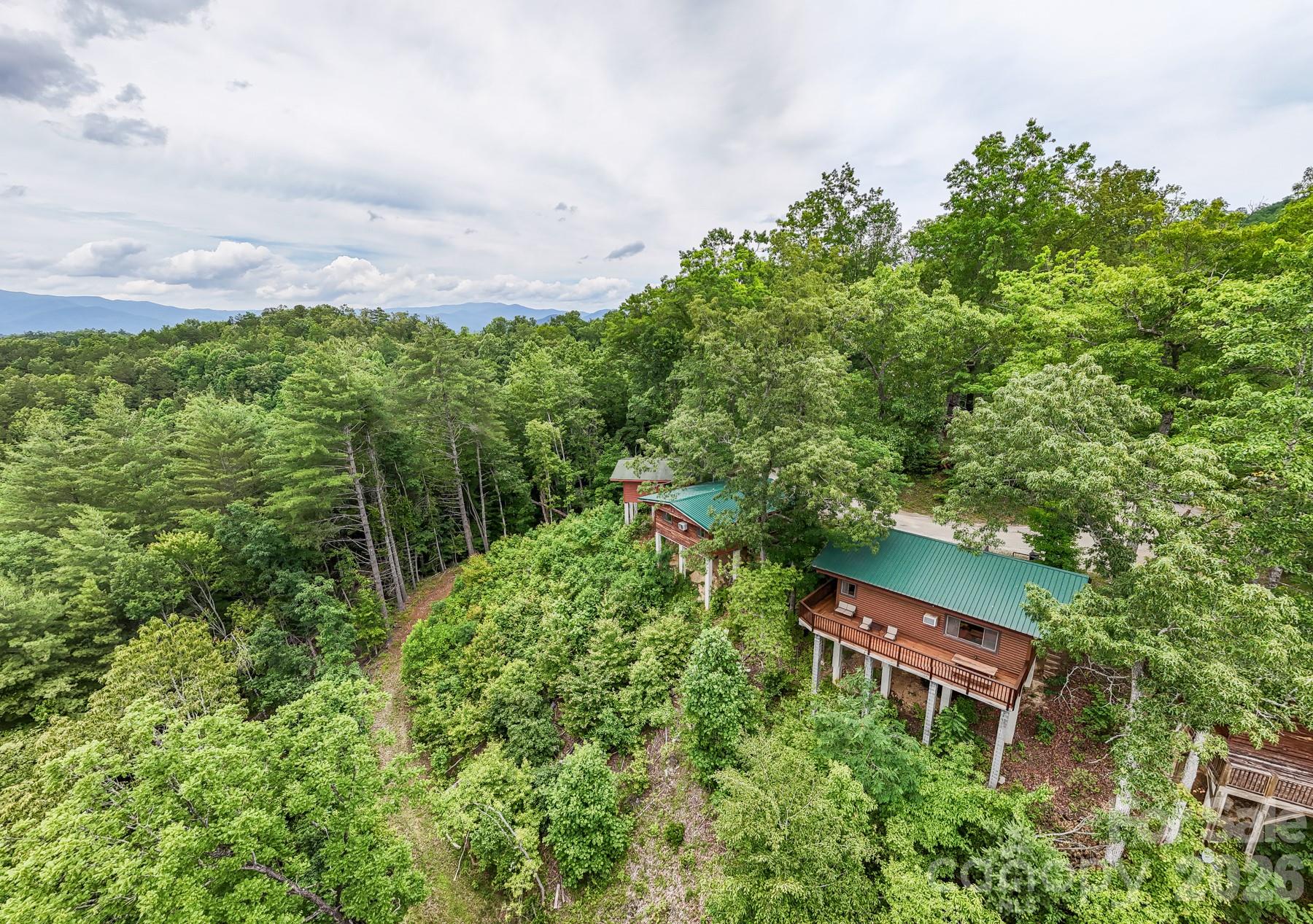 307 Blue Ridge Parkway Bryson City, NC 28713 - Photo 11 of 48 a backyard of a house with lots of green space and mountain view