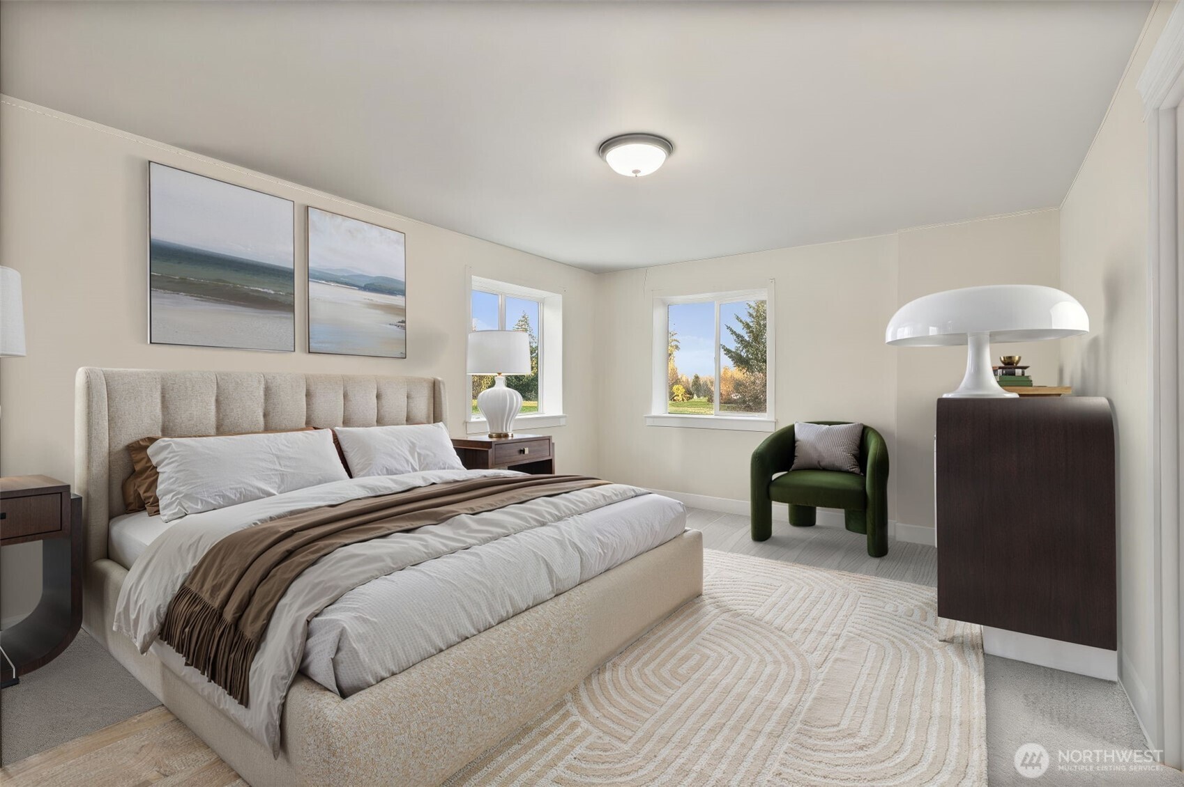 31619 26th Avenue East Graham, WA 98338 - Photo 23 of 40 a bedroom with a bed and dresser with mirror