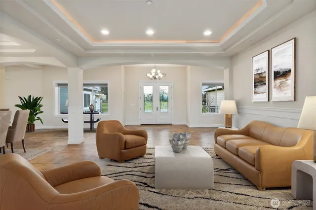 a living room with furniture or window and a wooden floor