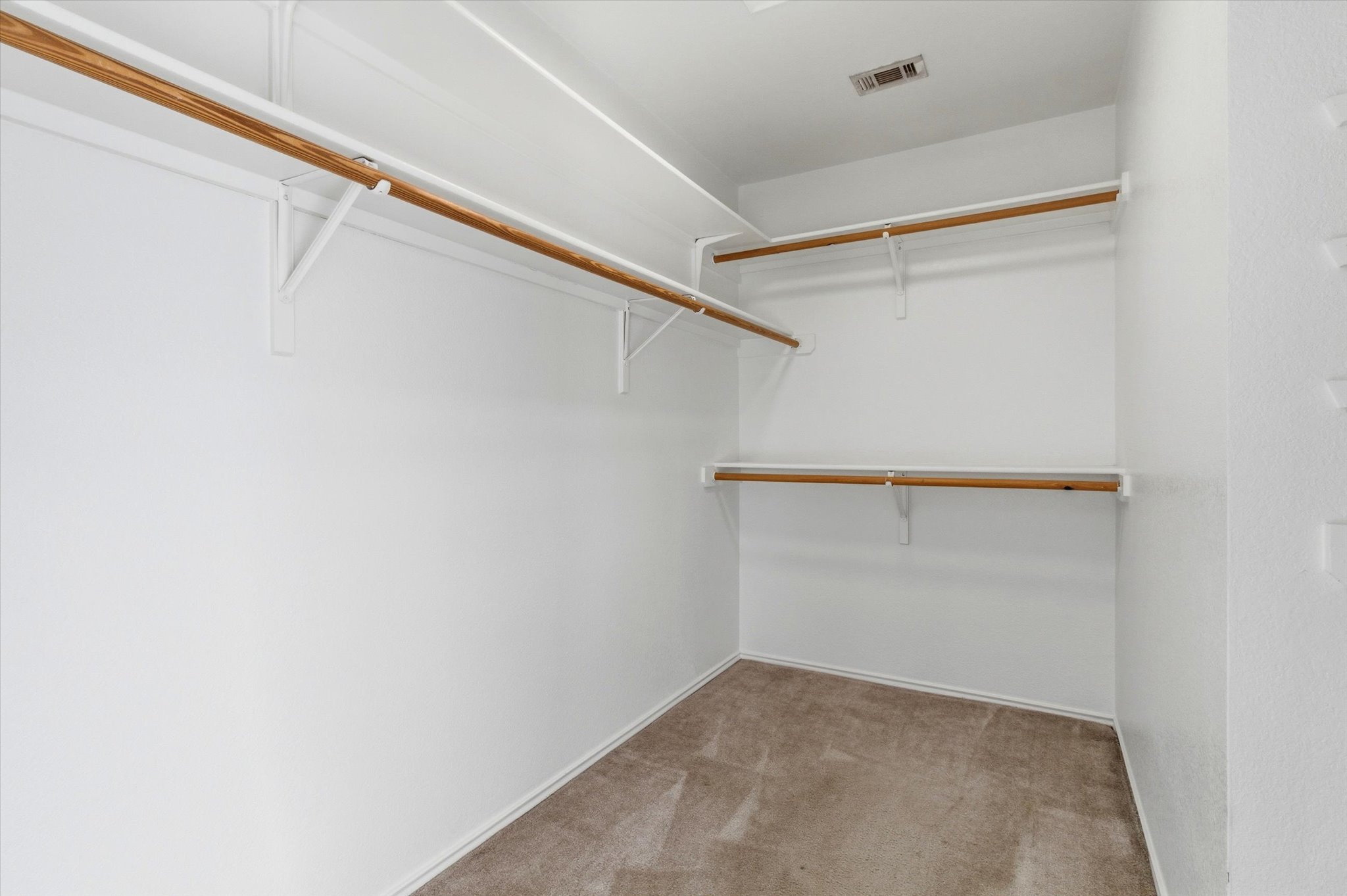 8920 West Hove Loop Austin, TX 78749 - Photo 16 of 39 Spacious walk-in closet featuring light-colored carpeting, white walls, and built-in shelving with hanging rods