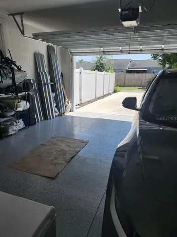 a view of kitchen and car
