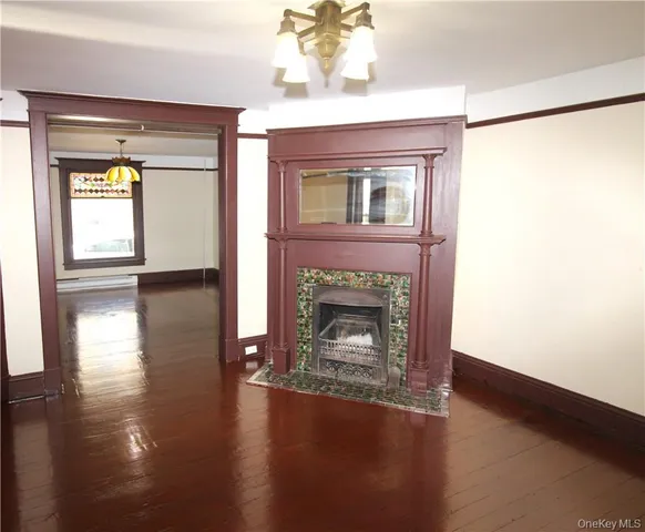 a living room with a fireplace