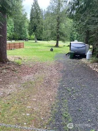a view of a yard with a trees