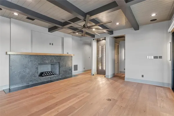 a view of a livingroom with a fireplace