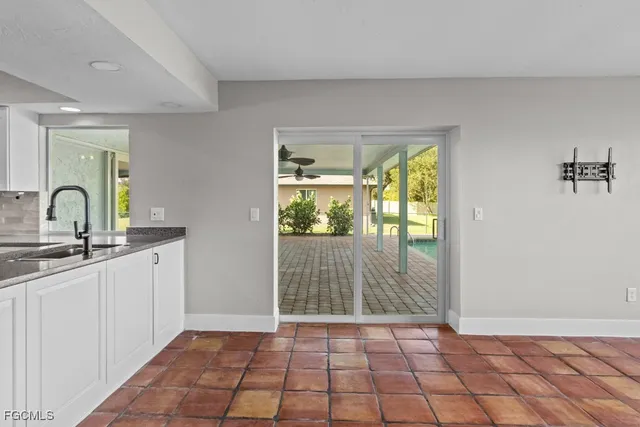 a view of a sink from window
