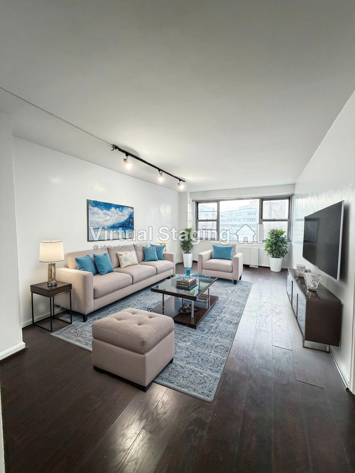 85-15 Main Street, Unit 2R Queens, NY 11435 - Photo 1 of 15 a living room with furniture and a flat screen tv