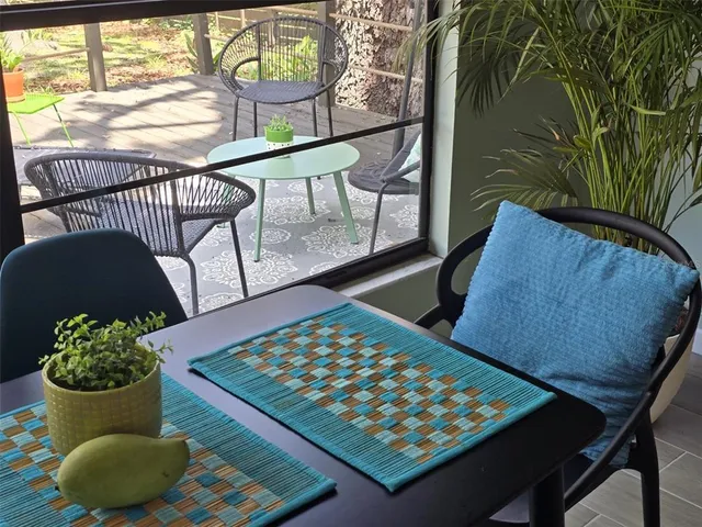 a view of a furniture in wooden floor