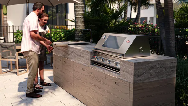 an aerial view of a house with a garden