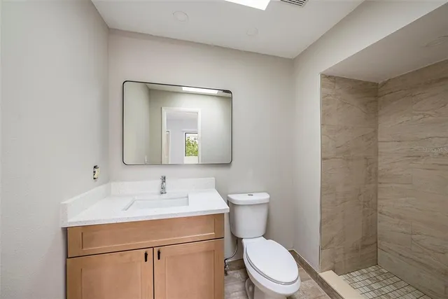 a bathroom with a toilet a sink and mirror