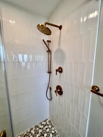 a bathroom with a shower