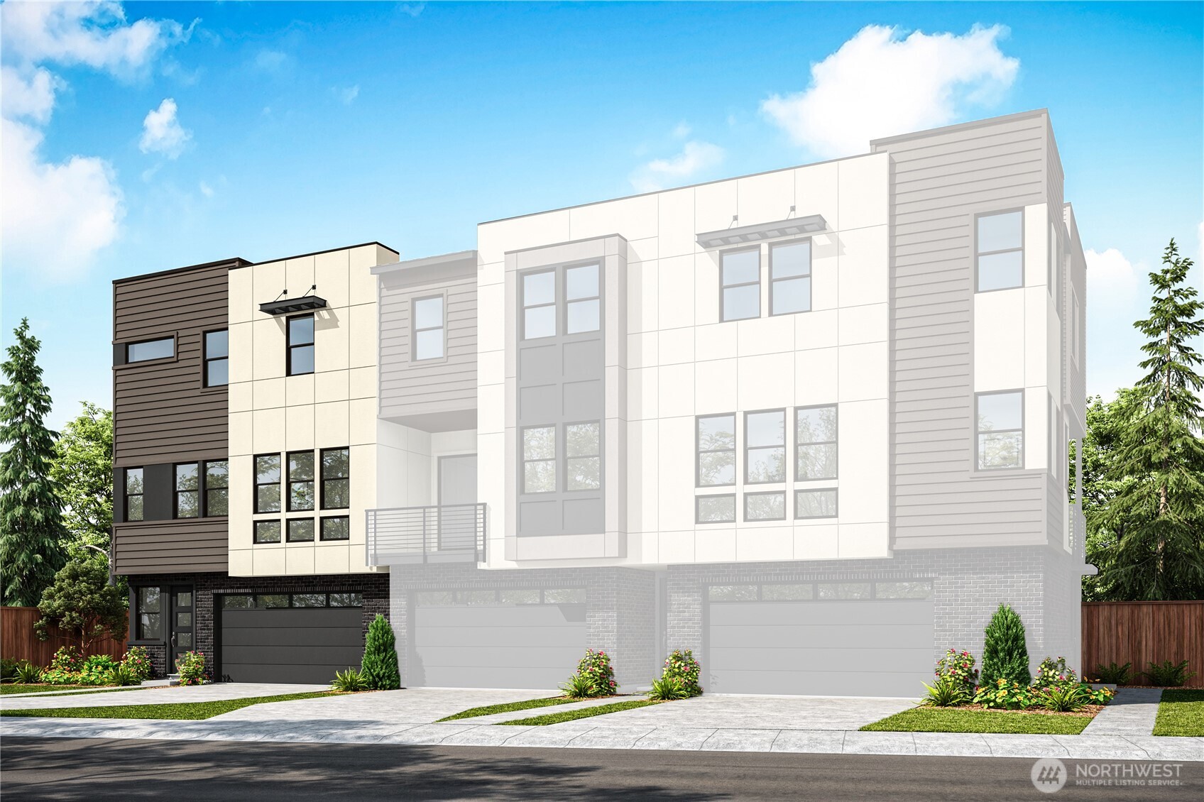 18913 99th Place Northeast, Unit A Bothell, WA 98011 - Photo 2 of 28 a front view of a building with a garden and entryway