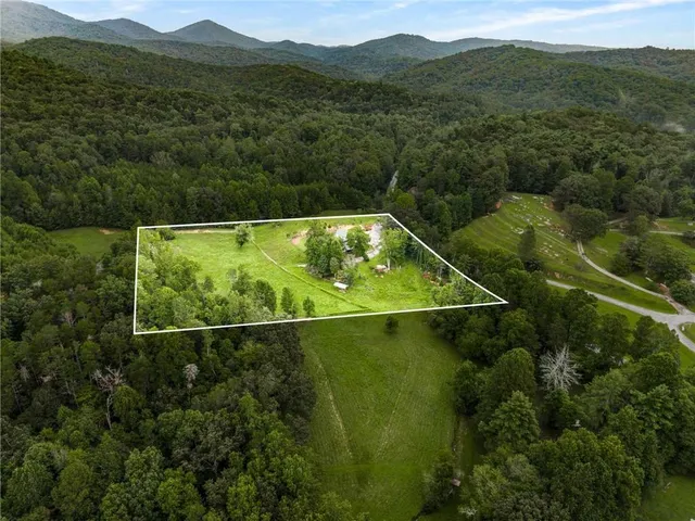 a view of a lush green hillside and houses