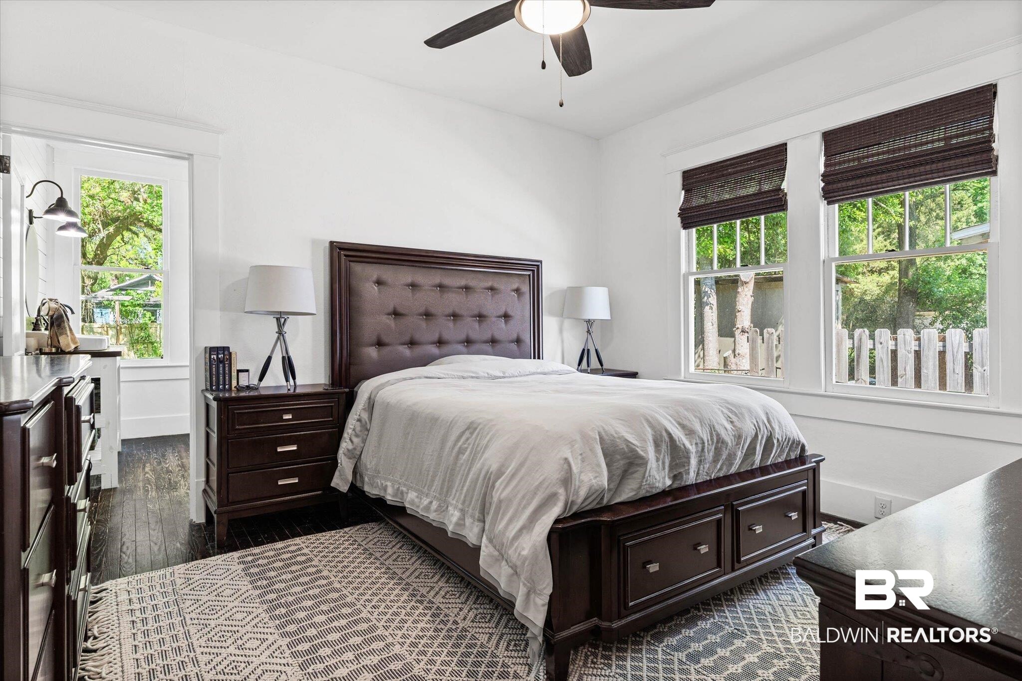 121 North Carlen Street Mobile, AL 36607 - Photo 10 of 21 Bedroom with dark wood-type flooring and a ceiling fan