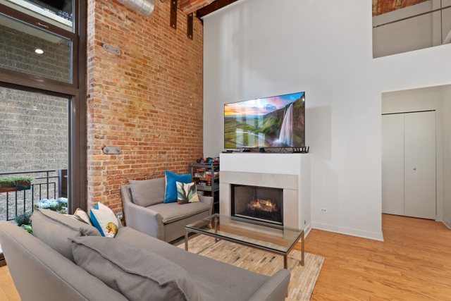 222 South Racine Avenue, Unit 207 Chicago, IL 60607 - Photo 6 of 27 a living room with furniture and a fireplace