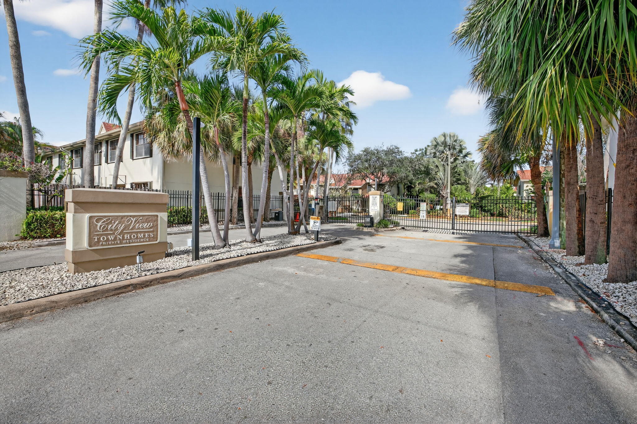 237 City View Drive, Unit 237 Fort Lauderdale, FL 33311 - Photo 62 of 81 a row of palm trees and a swimming pool on the side of the road