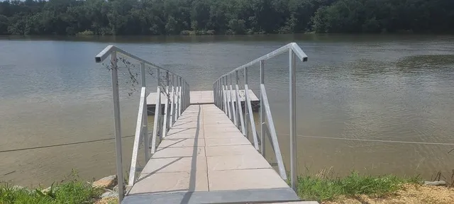 a view of a lake with a mountain in the background