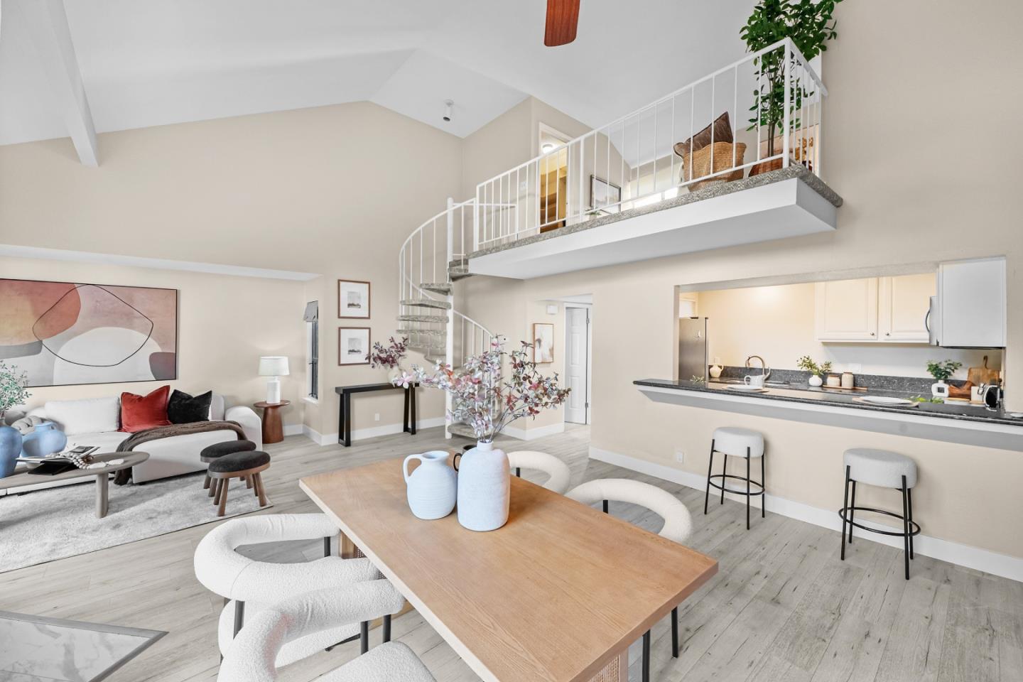 966 Silicon Drive San Jose, CA 95126 - Photo 4 of 31 a living room with furniture a rug and kitchen view