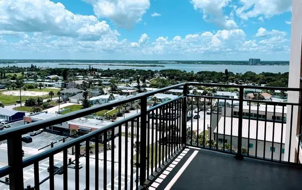 a view of city from a balcony
