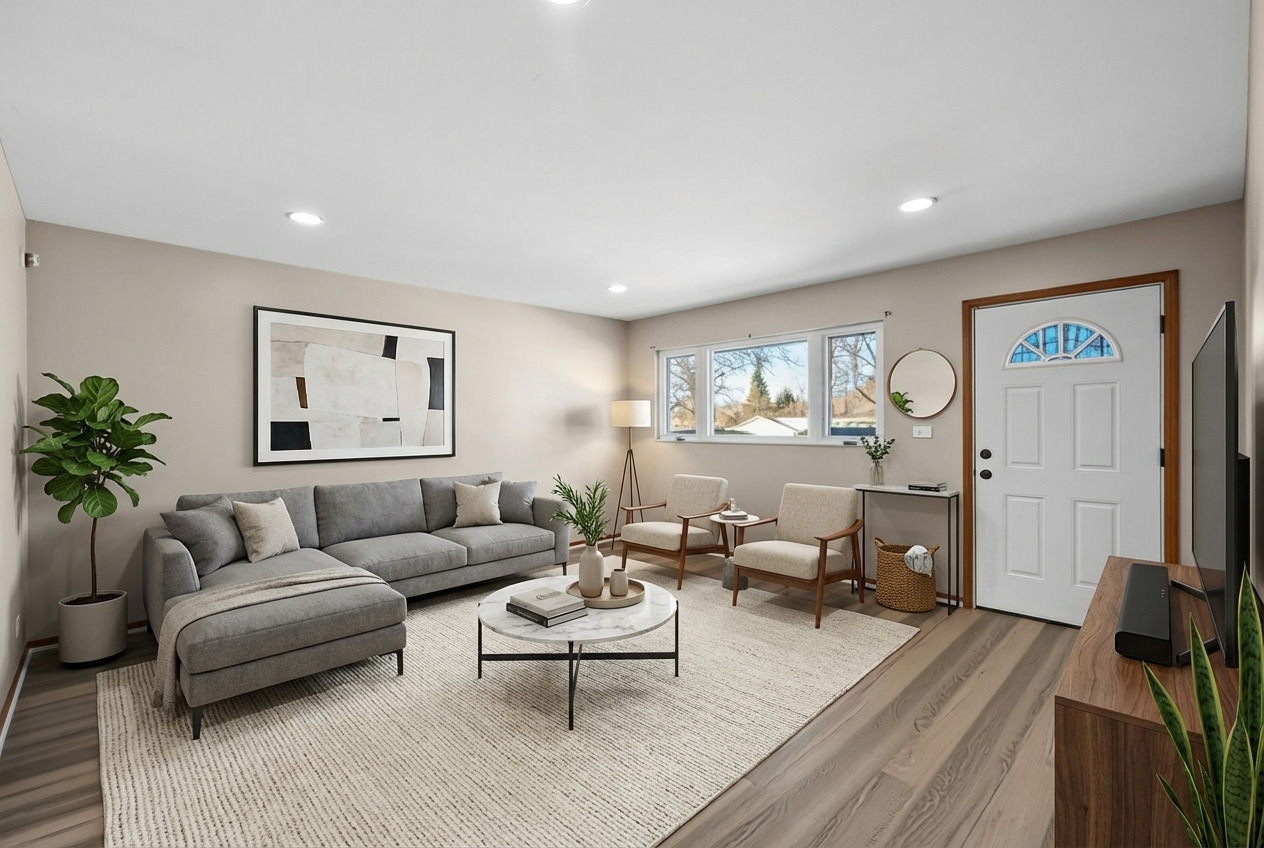 18945 West Old Plank Road Grayslake, IL 60030 - Photo 2 of 21 a living room with furniture or couch and a wooden floor