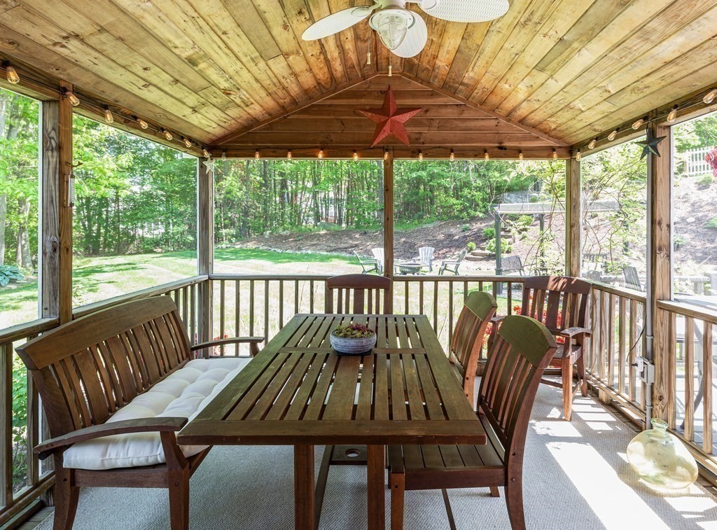 51 Davis Street Northborough, MA 01532 - Photo 24 of 35 a view of a patio with a table chairs and a wooden floor