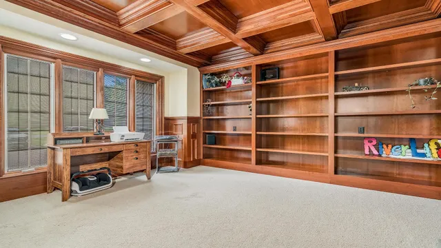 a view of a room with shelves