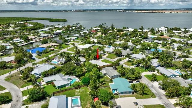 a view of a lake with a building