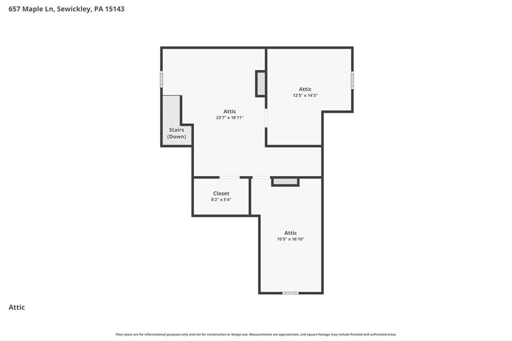 657 Maple Lane Sewickley, PA 15143 - Photo 41 of 50 3rd level floor plan (unfinished attic)