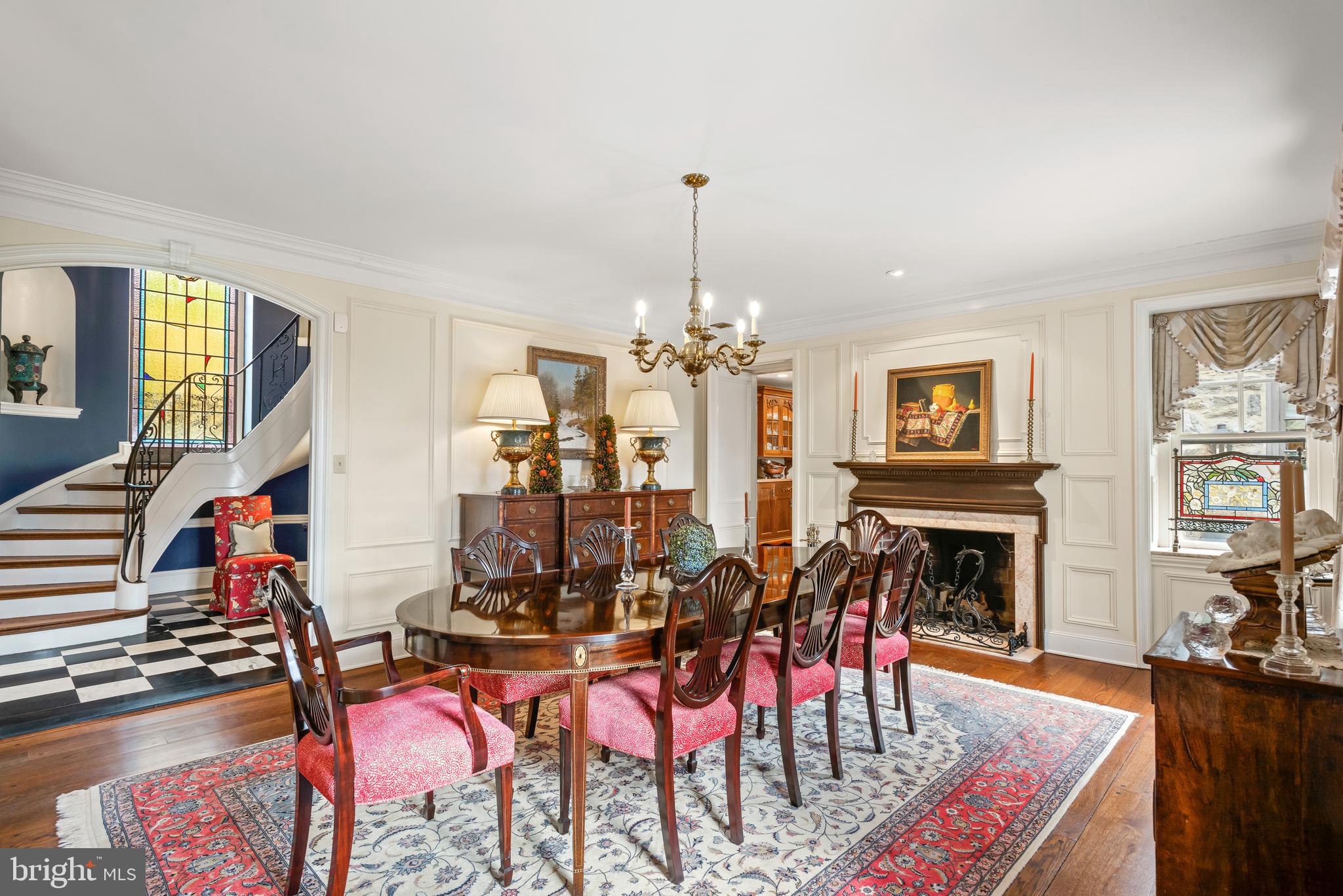 620 North Spring Mill Road Villanova, PA 19085 - Photo 26 of 118 a view of a dining room with furniture and wooden floor