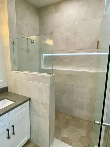 a close view of sink and stove