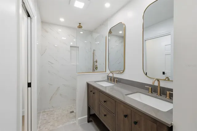 an aerial view of residential building with parking space