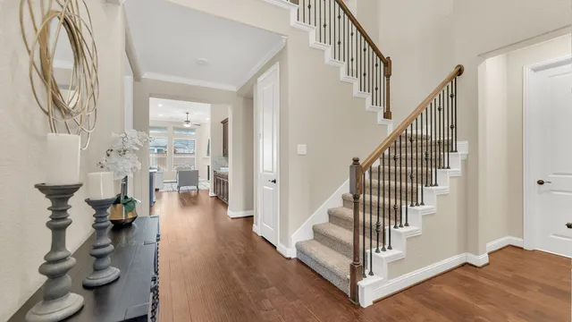 a view of entryway with wooden floor
