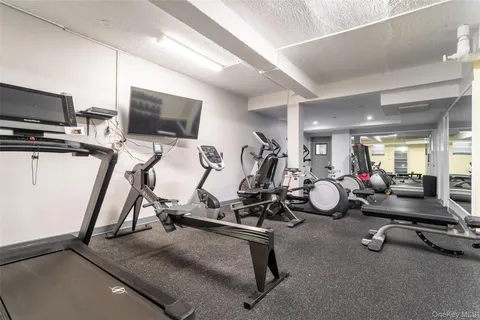 a room with gym equipment