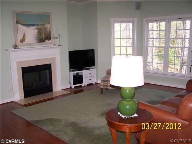 13343 Tipple Point Road Midlothian, VA 23114 - Photo 8 of 12 a living room with furniture a fireplace and a flat screen tv