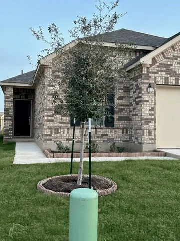 a front view of a house with a yard