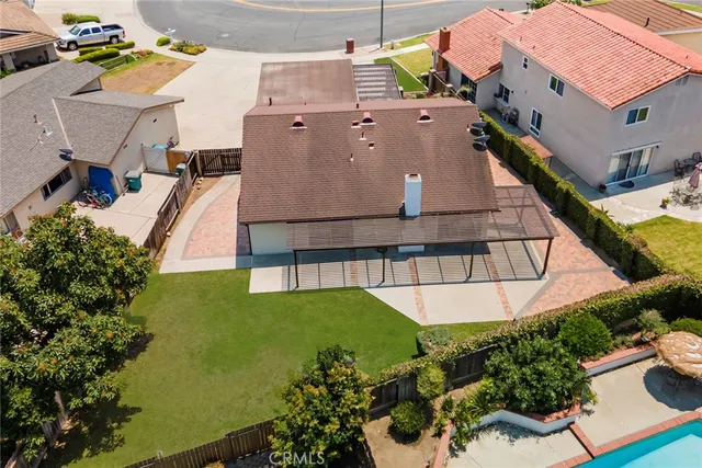 an aerial view of a house