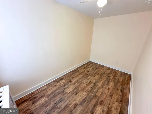 an empty room with a workbench