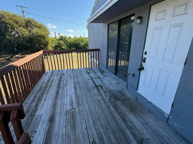 a view of wooden deck
