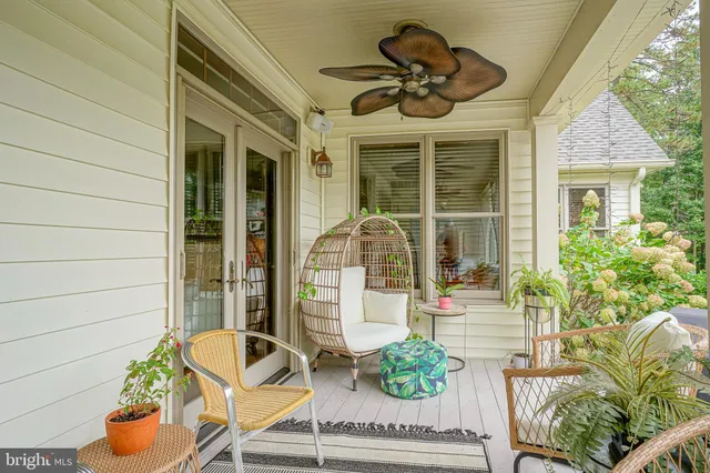 a front view of a house with patio