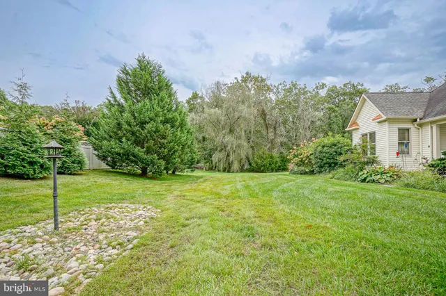 a view of a house with a big yard and potted plants